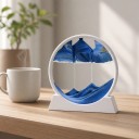 Bevægelsessandbillede 15 x 16 cm Lille rund 3D sandbillede af glas med stativ Afslappende dekoration til bordet 2