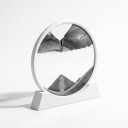 Bevægelsessandbillede 15 x 16 cm Lille rund 3D sandbillede af glas med stativ Afslappende dekoration til bordet 7