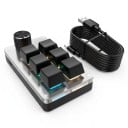 Programovatelná makro klávesnice 6 kláves a otočný knoflík Mechanické spínače RGB podsvícení USB-C Pro Photoshop a hry 1