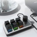 Programovatelná makro klávesnice 6 kláves a otočný knoflík Mechanické spínače RGB podsvícení USB-C Pro Photoshop a hry 2