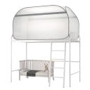 Mygnet mod insekter Stående telt over enkeltseng 0,9 m 190 x 90 x 100 cm Med ramme konstruktion Fin netstof Hvid med grå kant 1