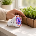 LED lâmpada para cultivo de plantas GU10 60 LED Espectro vermelho e azul SMD 2835 Corpo plástico branco Para mudas ervas e flores 7