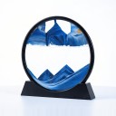 Bevægelsessandbillede 15 x 16 cm Lille rund 3D sandbillede af glas med stativ Afslappende dekoration til bordet 11