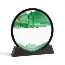 Bevægelsessandbillede 15 x 16 cm Lille rund 3D sandbillede af glas med stativ Afslappende dekoration til bordet 17