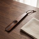 Wooden Shoe Horn 26 cm Shoe Horn Made of Solid Wood with Hanging Loop Brown Curved Tip for Putting on Shoes at Home and in Hotels 3