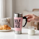 Self-Mixing Mug 450 ml with Lid and Button on the Handle for Automatic Battery Mixing for Coffee, Cocoa and Dairy Drinks 2