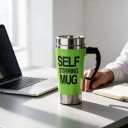 Self-Mixing Mug 450 ml with Lid and Button on the Handle for Automatic Battery Mixing for Coffee, Cocoa and Dairy Drinks 4