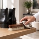 Wool Shoe Brush with Beech Handle 15.5 x 5 x 4 cm Soft Wool Bristles Brown Wooden Brush for Cleaning and Polishing Leather Footwear 2