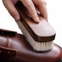 Wool Shoe Brush with Beech Handle 15.5 x 5 x 4 cm Soft Wool Bristles Brown Wooden Brush for Cleaning and Polishing Leather Footwear 3