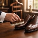 Wool Shoe Brush with Beech Handle 15.5 x 5 x 4 cm Soft Wool Bristles Brown Wooden Brush for Cleaning and Polishing Leather Footwear 4