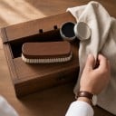 Wool Shoe Brush with Beech Handle 15.5 x 5 x 4 cm Soft Wool Bristles Brown Wooden Brush for Cleaning and Polishing Leather Footwear 5