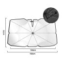Sluneční clona deštník na čelní sklo auta 150 x 82 cm Zahnutá skládací rukojeť Výřez pro zrcátko Černá a stříbrná Pro SUV a dodávky 3