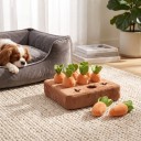 Snusemåtte til hunde 16 x 16 x 5 cm 9 udtagelige gulerødder Plyss interaktiv legetøj Brun og orange Til langsom fodring og godbidder 2