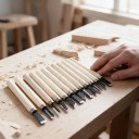 Set of 12 Carving Chisels Length 13.5 cm Various Blade Shapes Made of Manganese Steel Wooden Handles For Wood Carving and Clay Modelling 2