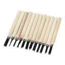 Set of 12 Carving Chisels Length 13.5 cm Various Blade Shapes Made of Manganese Steel Wooden Handles For Wood Carving and Clay Modelling 3