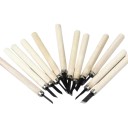 Set of 12 Carving Chisels Length 13.5 cm Various Blade Shapes Made of Manganese Steel Wooden Handles For Wood Carving and Clay Modelling 5