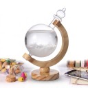 Γυάλινο μπαρόμετρο Storm Glass σε σχήμα γλόμπου 21,5 x 14 εκ. Γυάλινο μπαρόμετρο με κρύσταλλα σε ξύλινη βάση Διακόσμηση για το τραπέζι και το ράφι 6