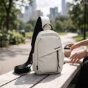 Unisex brysttaske over skulderen 31 x 21 x 11 cm Nylon sling rygsæk med refleksstribe Til cykling, vandreture og rejser 2