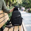 Unisex brysttaske over skulderen 31 x 21 x 11 cm Nylon sling rygsæk med refleksstribe Til cykling, vandreture og rejser 4