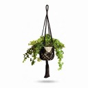 Macramé ophæng til blomsterkrukker med flettet lomme Længde 89 cm Til blomsterkrukker med en diameter på op til 20 cm Bomuldsreb Boho dekoration 1