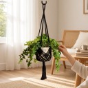 Macramé ophæng til blomsterkrukker med flettet lomme Længde 89 cm Til blomsterkrukker med en diameter på op til 20 cm Bomuldsreb Boho dekoration 5