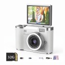 Digitální fotoaparát 4K s výklopným 2,4″ displejem o 180° a 32GB kartou Blesk Stabilizace obrazu Pro děti i dospělé 1