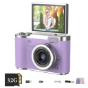 Digitální fotoaparát 4K s výklopným 2,4″ displejem o 180° a 32GB kartou Blesk Stabilizace obrazu Pro děti i dospělé 2