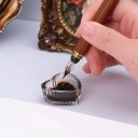 Glas dyppepen med træskaft 14,1 cm Messing skruehætte Glas spids til kalligrafi skrivning og tegning 3