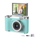 Digitální fotoaparát 4K s výklopným 2,4″ displejem o 180° Blesk Stabilizace obrazu Bez paměťové karty Pro děti i dospělé 7