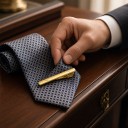 5 darabos nyakkendőcsipesz készlet 5,8 x 0,6 cm Átlós csíkozású nyakkendőcsipeszek rugós klippel Férfi kiegészítő öltönyhöz 9