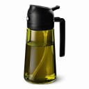 Set of 2 Oil Dispensers 2-in-1 with Sprayer 500 ml Plastic Bottles with Handle Light-Proof Black Caps For Kitchen and Grill 6