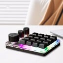 Programovatelná makro klávesnice 16 kláves a 3 knoflíky Bluetooth a USB-C RGB podsvícení Mechanické spínače Pro hry 6