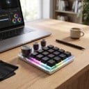Programovatelná makro klávesnice 16 kláves a 3 knoflíky Bluetooth 2,4 GHz a USB-C RGB podsvícení Mechanické spínače Černá Pro hry 2