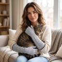 Long Protective Gloves Against Scratches and Bites 40 cm From HPPE Fibre Grey For Nail Trimming Bathing and Handling Cats and Dogs 2