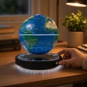 Globe lévitant 14 cm avec carte du monde Lévitation magnétique Socle avec cadran et lumière LED colorée Contrôle tactile Lampe de nuit 7