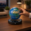 Globe lévitant 14 cm avec carte du monde Lévitation magnétique Socle avec cadran et lumière LED colorée Contrôle tactile Lampe de nuit 8