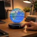 Globe lévitant 14 cm avec carte du monde Lévitation magnétique Socle avec cadran et lumière LED colorée Contrôle tactile Lampe de nuit 9