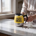 Magnetic Self-Stirring Mug 400 ml with Lid and Button on the Handle Battery Operated with Removable Stirrer for Coffee and Milk 5