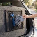Elastická síťová kapsa do auta 25 x 25 cm Malá dvouvrstvá síť se suchým zipem Polyester Černá Organizér do kufru i na opěradlo sedadla 2