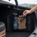 Elastická síťová kapsa do auta 25 x 25 cm Malá dvouvrstvá síť se suchým zipem Polyester Černá Organizér do kufru i na opěradlo sedadla 3