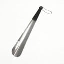Rustfri skohorn 30 cm med sort håndtag og ophængshul Metal skohorn Sølv For nem og bekvem påklædning derhjemme 1