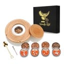 Ensemble pour aromatiser les cocktails avec fumée Fumeur en bois 9,9 cm avec filtre en métal et couvercle 4 boîtes de copeaux Cuillère 3