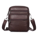 Herre læder skuldertaske 15 x 18 x 6 cm Ægte okse læder Crossbody taske til mobil og dokumenter Til hverdag 1