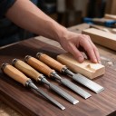 Set of 4 Flat Wood Chisels 6 mm 12 mm 18 mm and 24 mm Wooden Handles with Metal Ferrules for Carving Grooves and Joinery Work 2