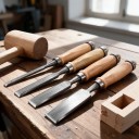 Set of 4 Flat Wood Chisels 6 mm 12 mm 18 mm and 24 mm Wooden Handles with Metal Ferrules for Carving Grooves and Joinery Work 3