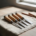 Set of 4 Flat Wood Chisels 6 mm 12 mm 18 mm and 24 mm Wooden Handles with Metal Ferrules for Carving Grooves and Joinery Work 5