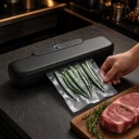 Pásová vákuumcsomagoló gép digitális kijelzővel Vákuumhegesztő zsákokhoz 220–240 V EU csatlakozóval Fekete Száraz és nedves élelmiszerekhez 3