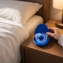 Chránič zubů proti chrápání Měkký průhledný náustek na spaní 66 x 58 mm Bez BPA S modrým pouzdrem na uložení Pro klidnější spánek 2
