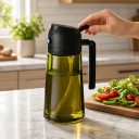 Γυάλινοι δοσομετρητές λαδιού 2 σε 1 2 τεμ 470 ml Ψεκασμός και χύσιμο Βοροσιλικό γυαλί Μαύρα καπάκια με λαβές Για μαγείρεμα και ψήσιμο 5