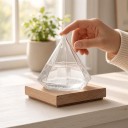 Γυάλινη πυραμίδα Storm Glass με ξύλινη βάση Γυάλινος βαρόμετρο με κρύσταλλα Διαφανής Προβλέπτης καιρού Διακόσμηση 4